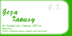 geza kapusy business card